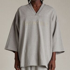 Fear of God Essentials Dark Heather Oatmeal Heavy Football T-Shirt - Men’s XS